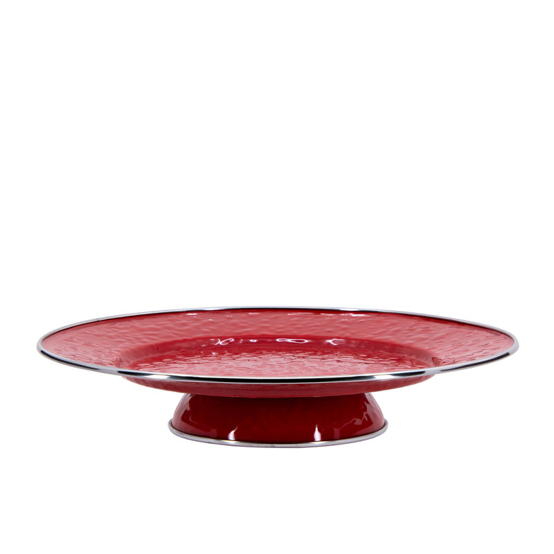 Solid Handmade Enamelware Cake Stand, Red