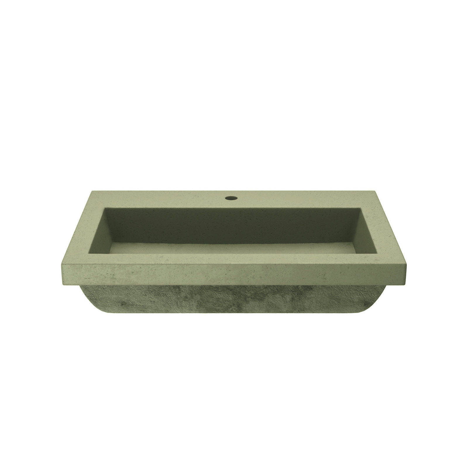 NativeStone Trough Concrete Drop-In Sink, Sage, Single Faucet Hole