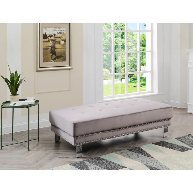 Repose-pieds Caicey, Velours gris velours