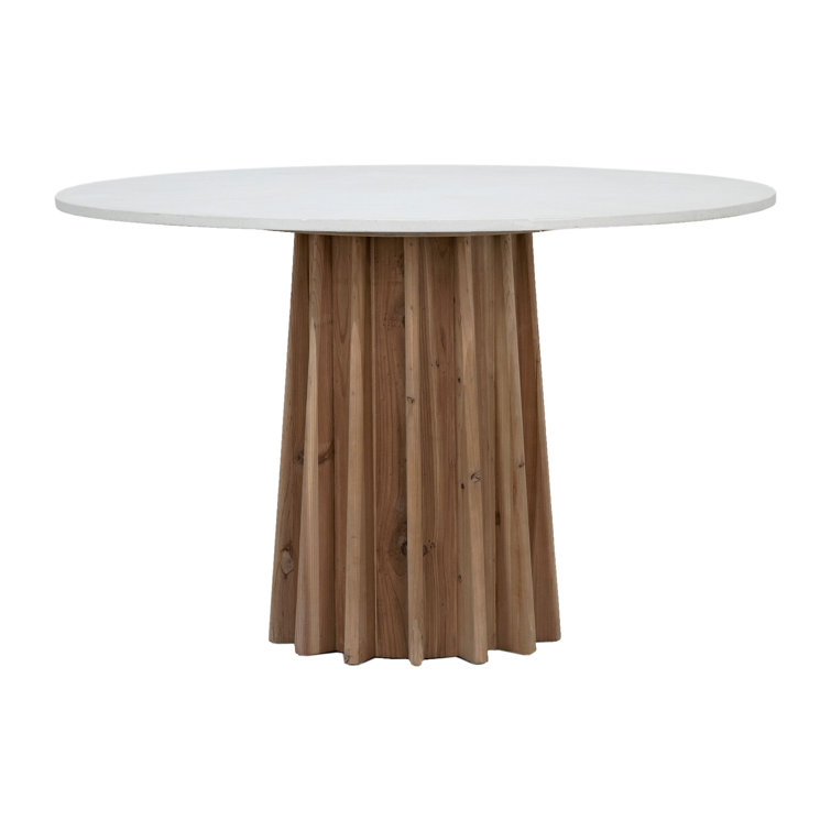Skyr 47" Round Concrete and Reclaimed Pine Pedestal Dining Table