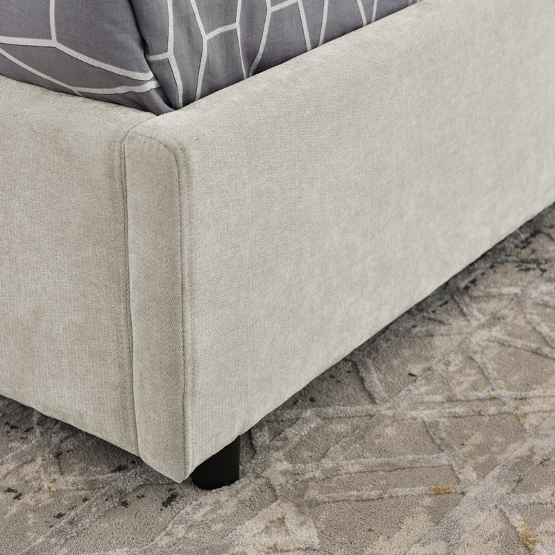 Lit plateforme tapissier hydraulique Adonia, Beige