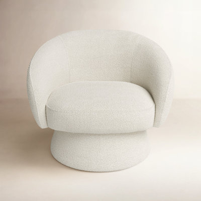 Boucle Swivel Barrel Chair