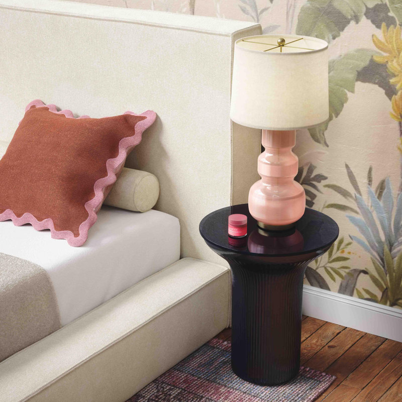 Midnight Blue Glass Round Contemporary Side Table