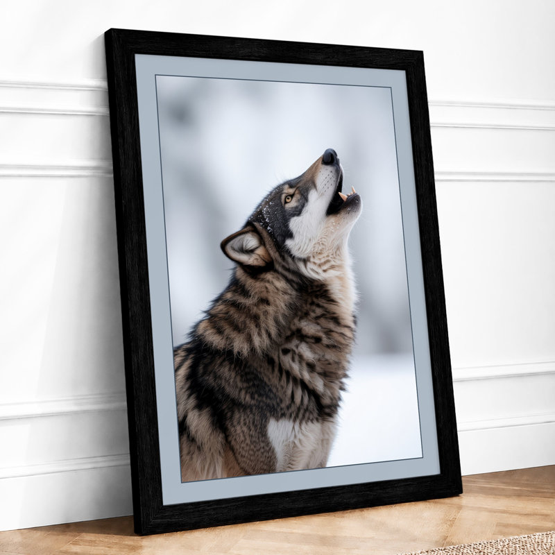 Wolf In Winter Modern - Print, A1 - 84.1 x 59.4 cm, Walnut