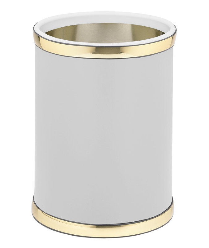 Dyson Steel Open Waste Basket - 2 Gallons, White/Polish Gold