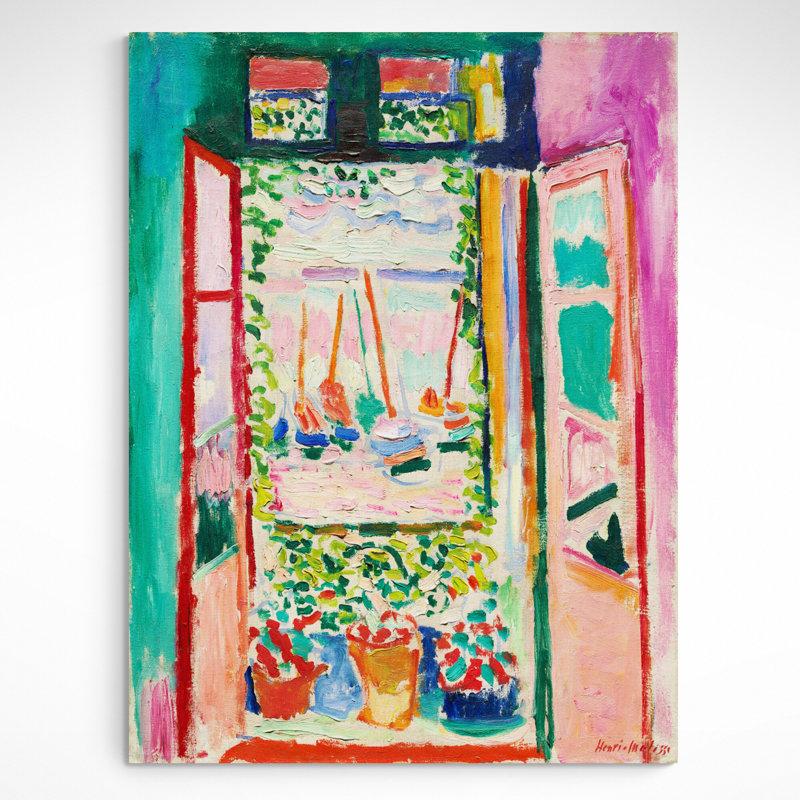 Open Window by Henri Matisse - Closed Corner Frame Print on Canvas, 117cm H x 81cm W x 4cm D