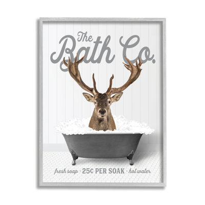 «Trinx Deer In Bubble Bath», art de la giclée encadrée par lettré et doublé