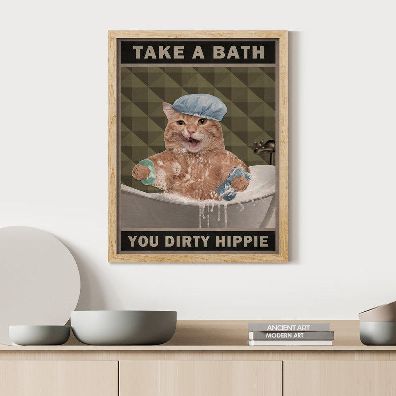 «Funny Cat Quotes Bar Sign» sur papier, H 16 po x l 12 po, Naturel