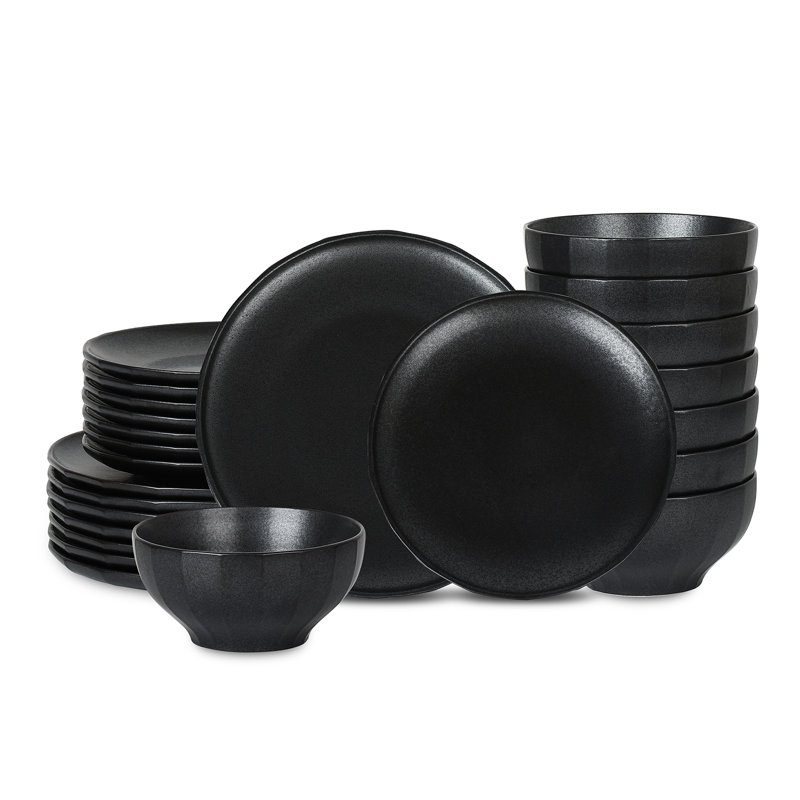 Stone Lain Rio 24-Piece Dinnerware Set Stoneware, Black