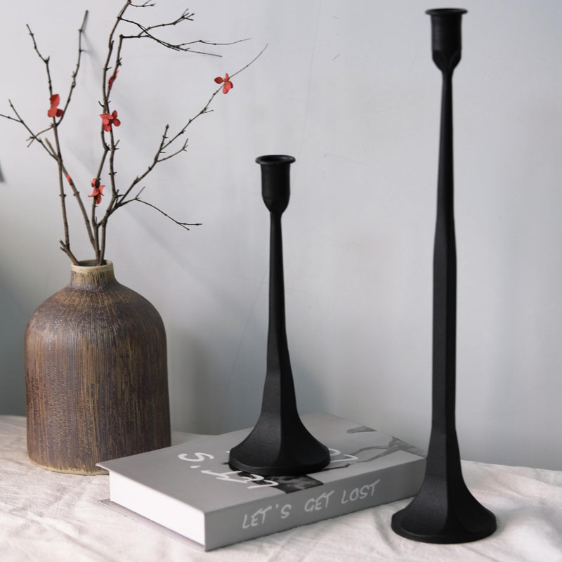 Ensemble de 3 porte-bougies en fer, Noir, noir, noir, noir