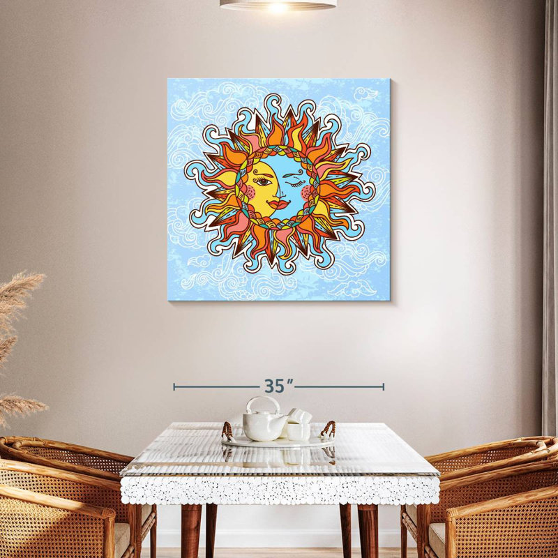 Oberle Cartoon Boho Sun And Moon, 36" H x 36" W