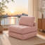 Pouf pliable une place en velours côtelé rose de 160 cm, canapé moelleux et confortable pour salon, chambre et dortoir.