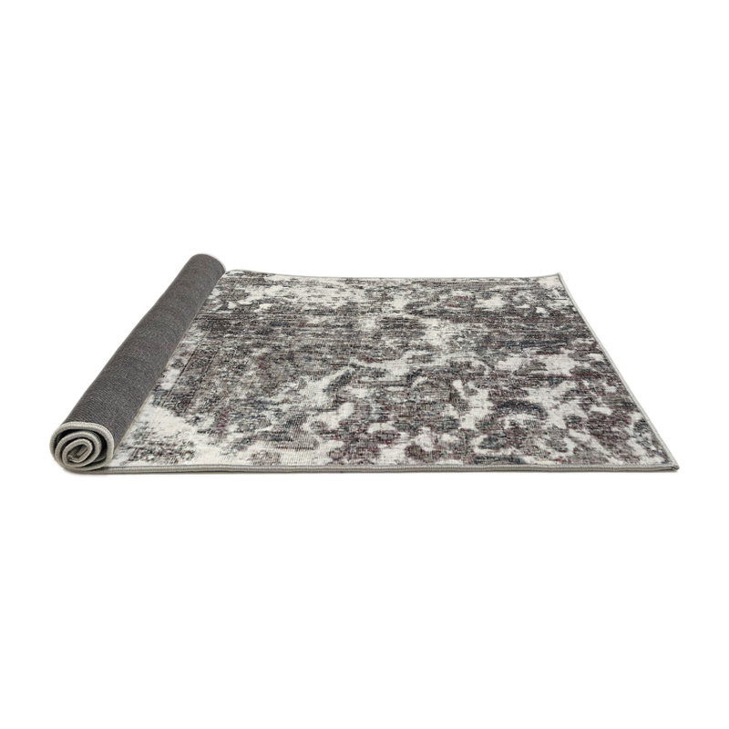Tapis traditionnel gris / blanc Molene, Rond 7 pi