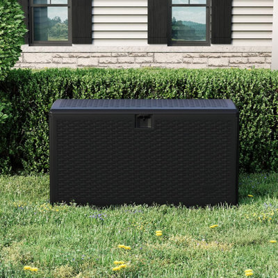 99 Gallon Waterproof Resin Deck Box, Lockable Outdoor Storage Container for Patio & Pool by LumiParty