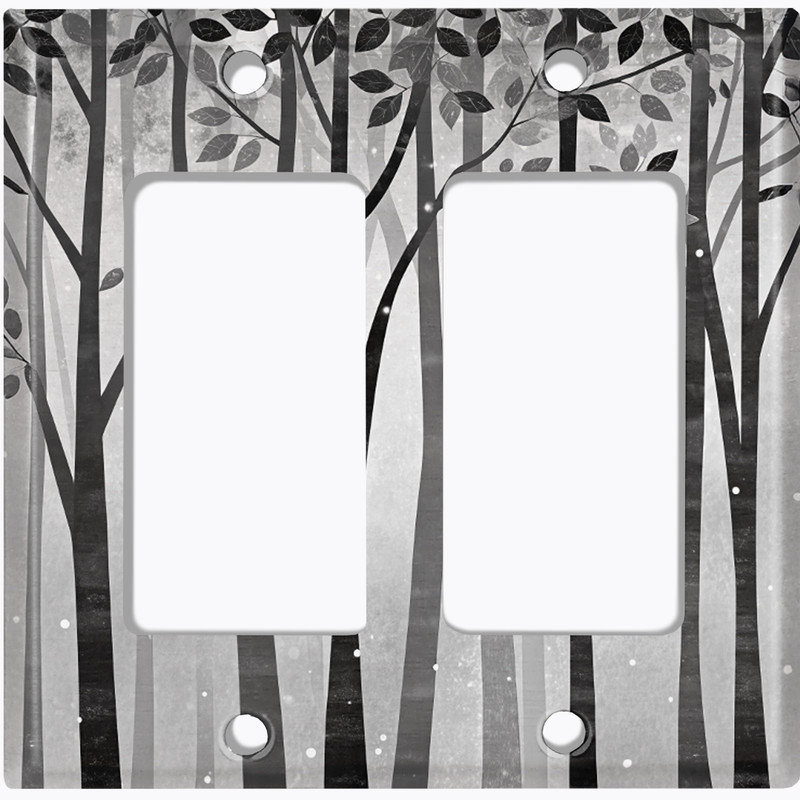 Couvercle de plaque d'interrupteur en métal; Fauteuil à bascule GFI 2 tailles US Standard - Foggy Forest