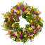 Mixed Floral Artificial Spring Wreath - 21.5" - Yellow And Pink