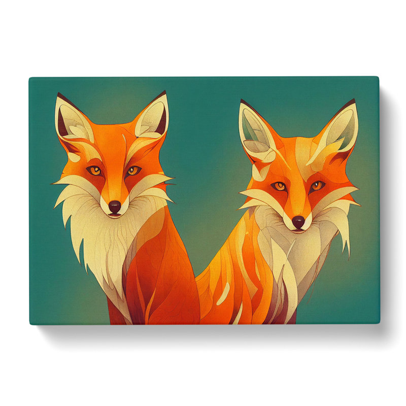 Delightful Foxes - Wrapped Canvas, 35cm H x 50cm W x 3cm D