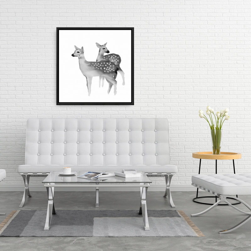 Toile blanche rustique pour chambre à coucher | Décoration Faon noir et blanc