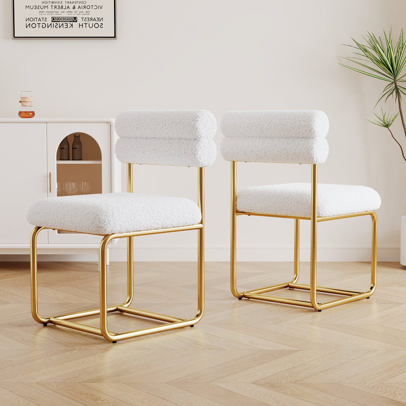 Ensemble de deux chaises de salle à manger en tissu Teddy
