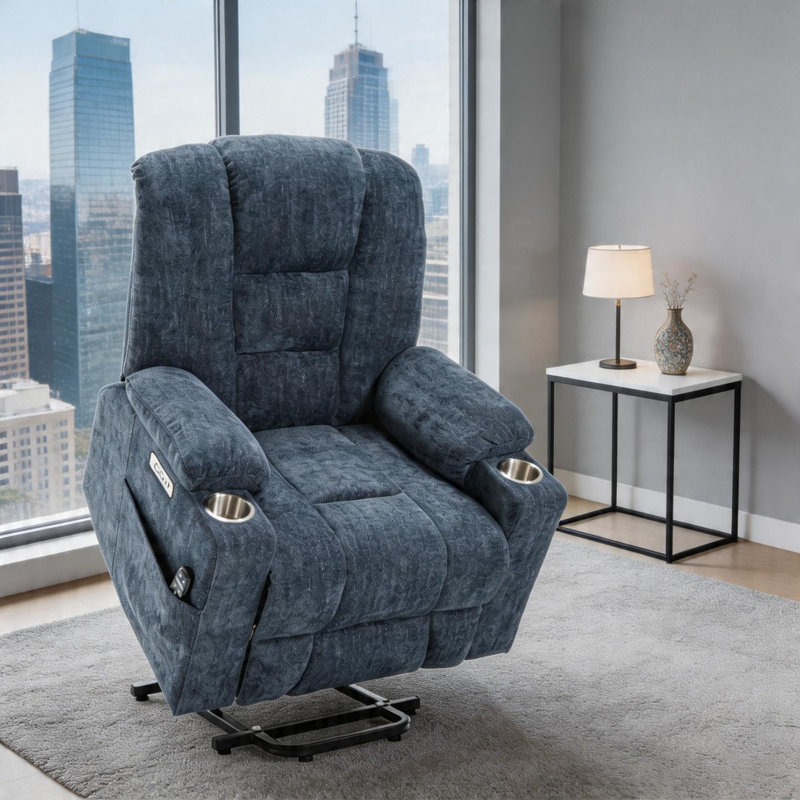 Accent chair, Blue Chenille