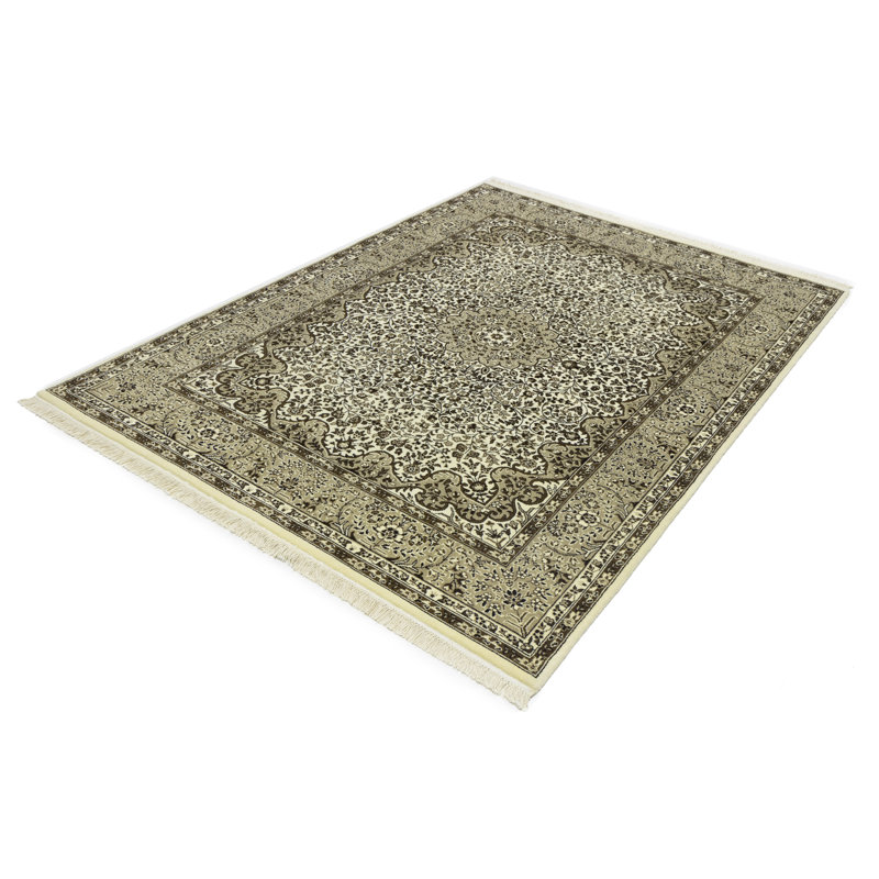 Cream Traditional 6X8 Indo Kerman Oriental Area Rug