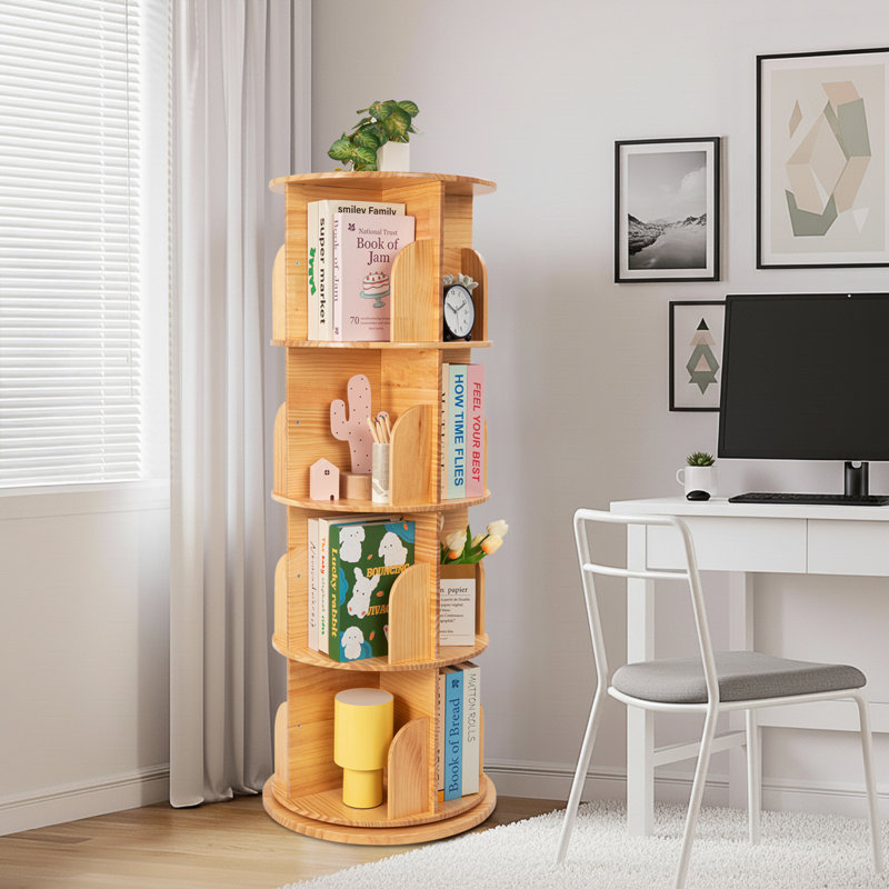 Bibliothèque rotative en bois massif avec une belle texture