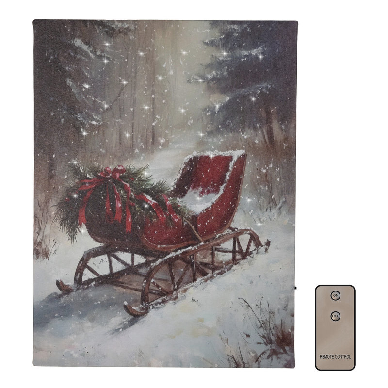 Art mural à piles avec traîneau d'hiver