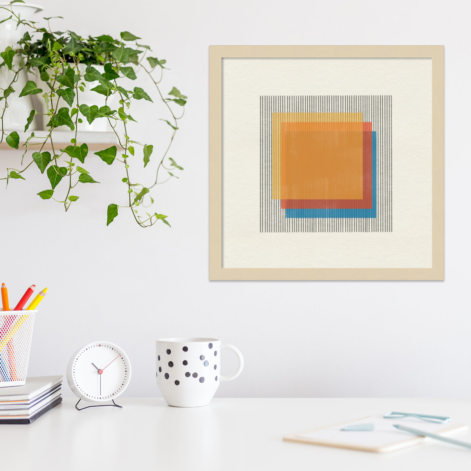 Brown Framed, 17" H x 17" W x 1" D