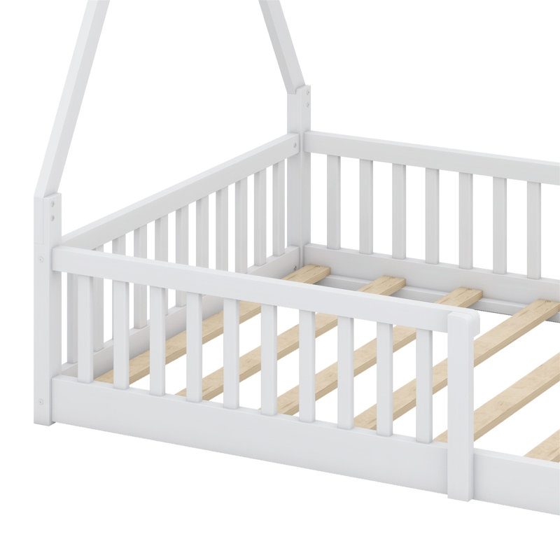 Lit en bois avec clôture, Blanc