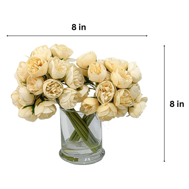 Peonies Floral Arrangement In Vase, Peach