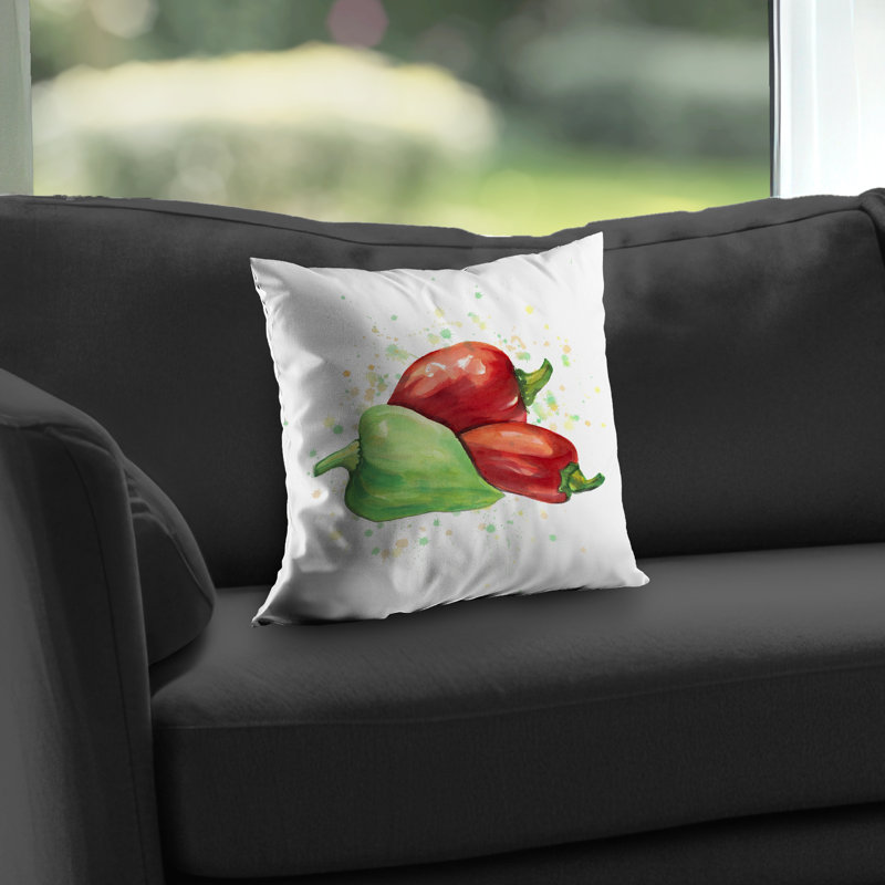 Bell peppers Red Poly Twill Throw Pillow - Home Decor – Poly Twill Throw Pillow with Insert, Double-Sided Print