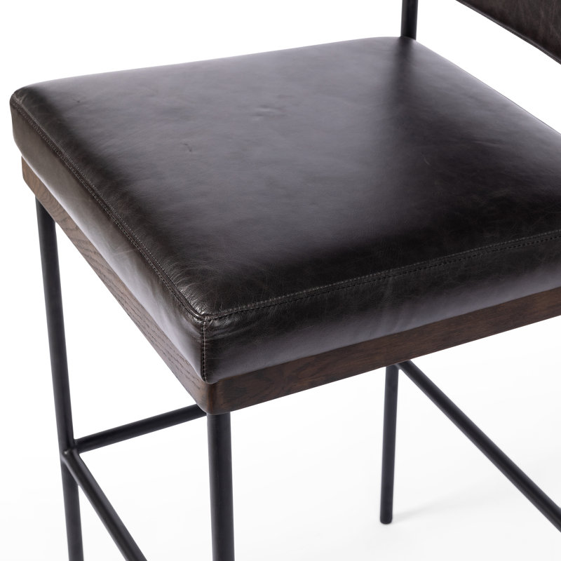 Ashford Stool, Sonoma Black/Genuine Leather, Counter Stool (26.42" Seat Height)