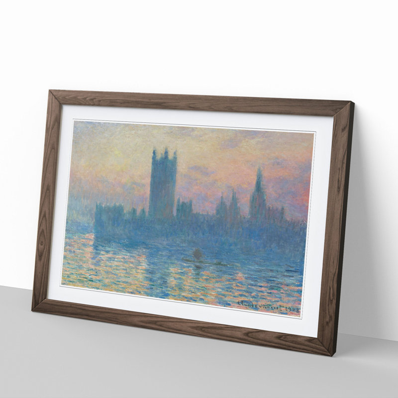 Houses of Parliament in London Vol.1 by Claude Monet - Picture Frame Painting, Walnut Framed, 48cm H x 65cm W x 2cm D