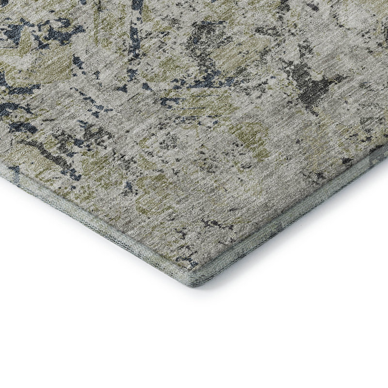 Premium Machine Washable Prisco Silver Rug, Rectangle 5' x 7'6"