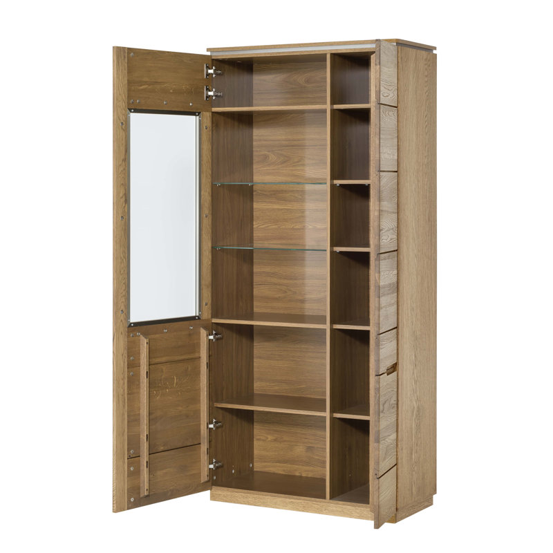Montenegro Solid + Manufactured Oak Wood 2-Door Display Cabinet