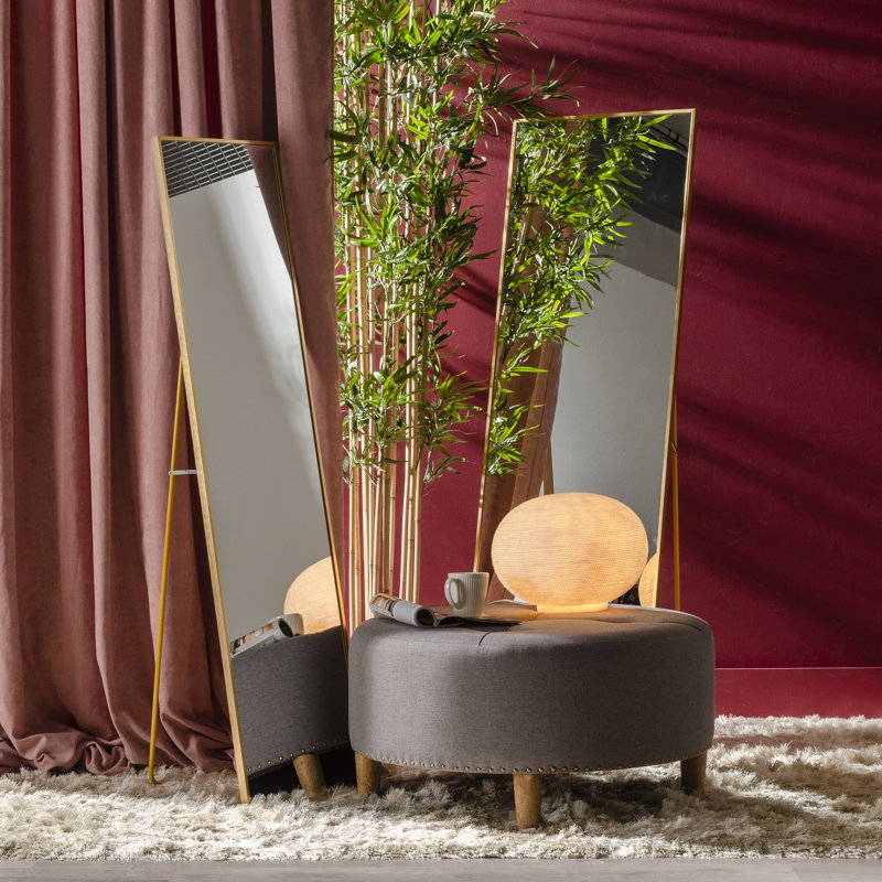Birpal Metal Flat Mirror, Gold, 151cm H x 35cm W x 2.5cm D