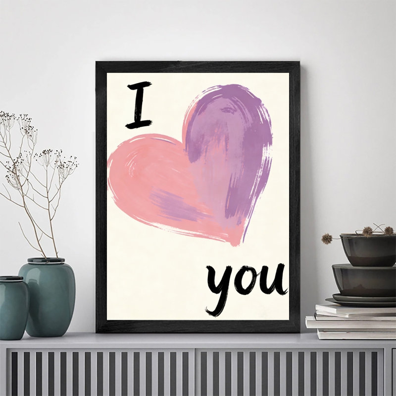 «I LOVE VOUS», art mural noir encadré rétro romantique, impressions sur le thème de la Saint-Valentin, H 17 po x l 13 po