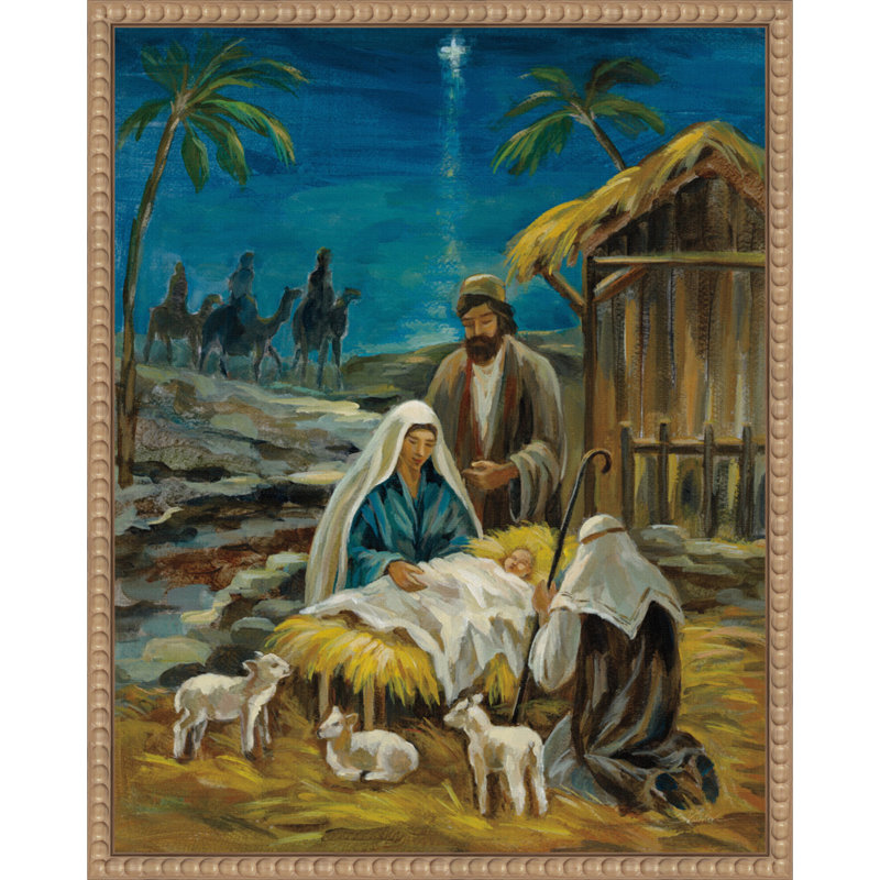 "Nativité par Silvia Vassileva", reproduction d'art sur toile encadrée, 16 x 20, Sylvie perlé rustique naturel