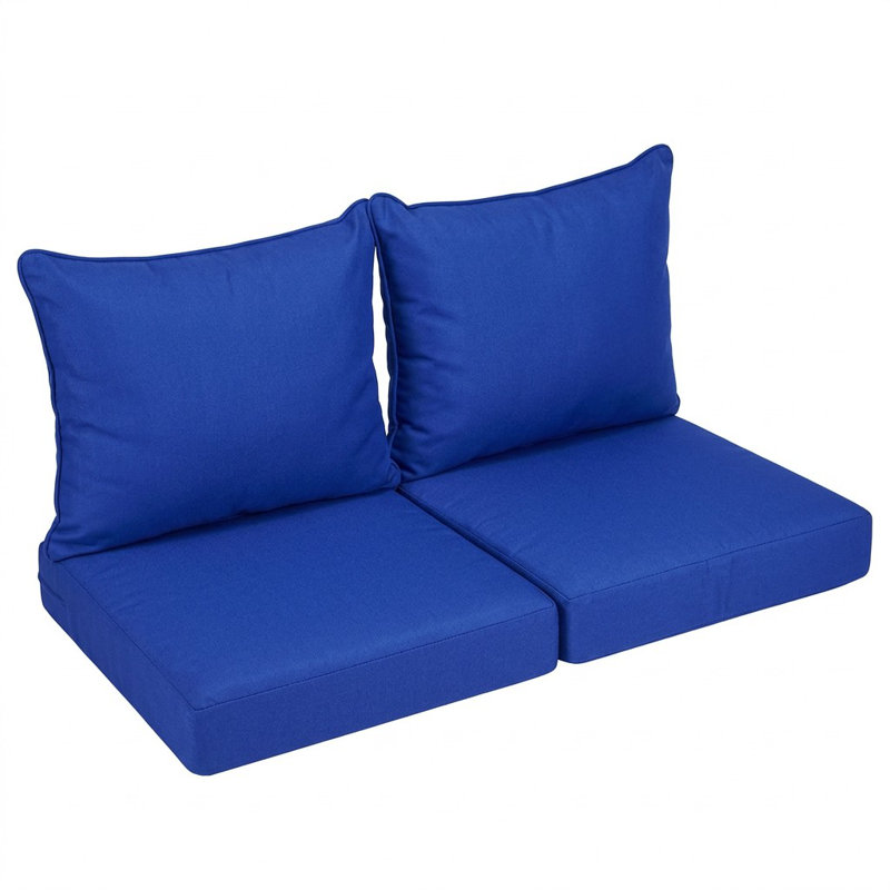 Sunbrella Outdoor Solid Loveseat Pillow and Cushion Set, 22.5 in W x 22.5 in D x 5 in H, Sunbrella - Canvas True Blue