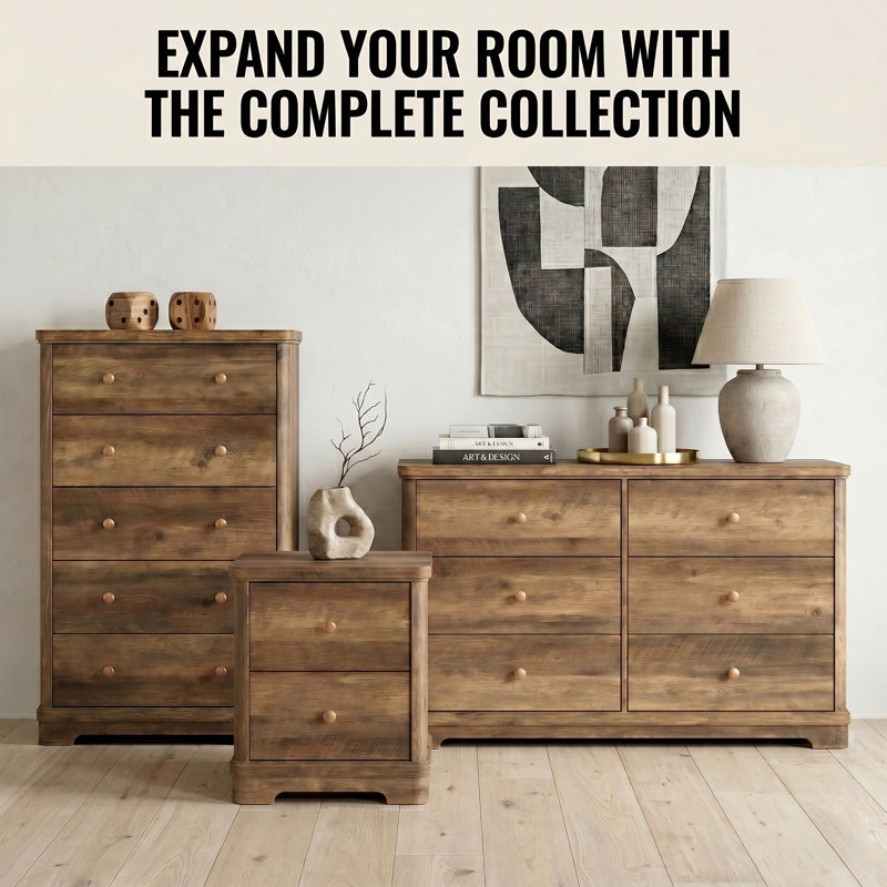 Burkhart 23.5" H Traditional 2-Drawer Nightstand with Sculpted Base