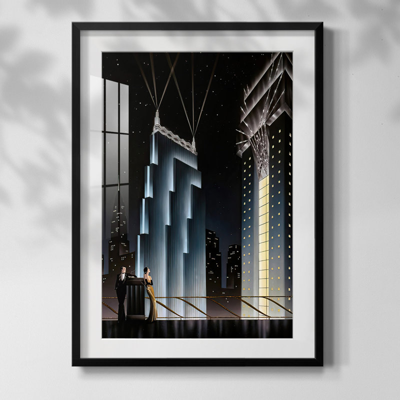 Metropolis, reproduction encadrée, Papier avec cadre noir, Blanc