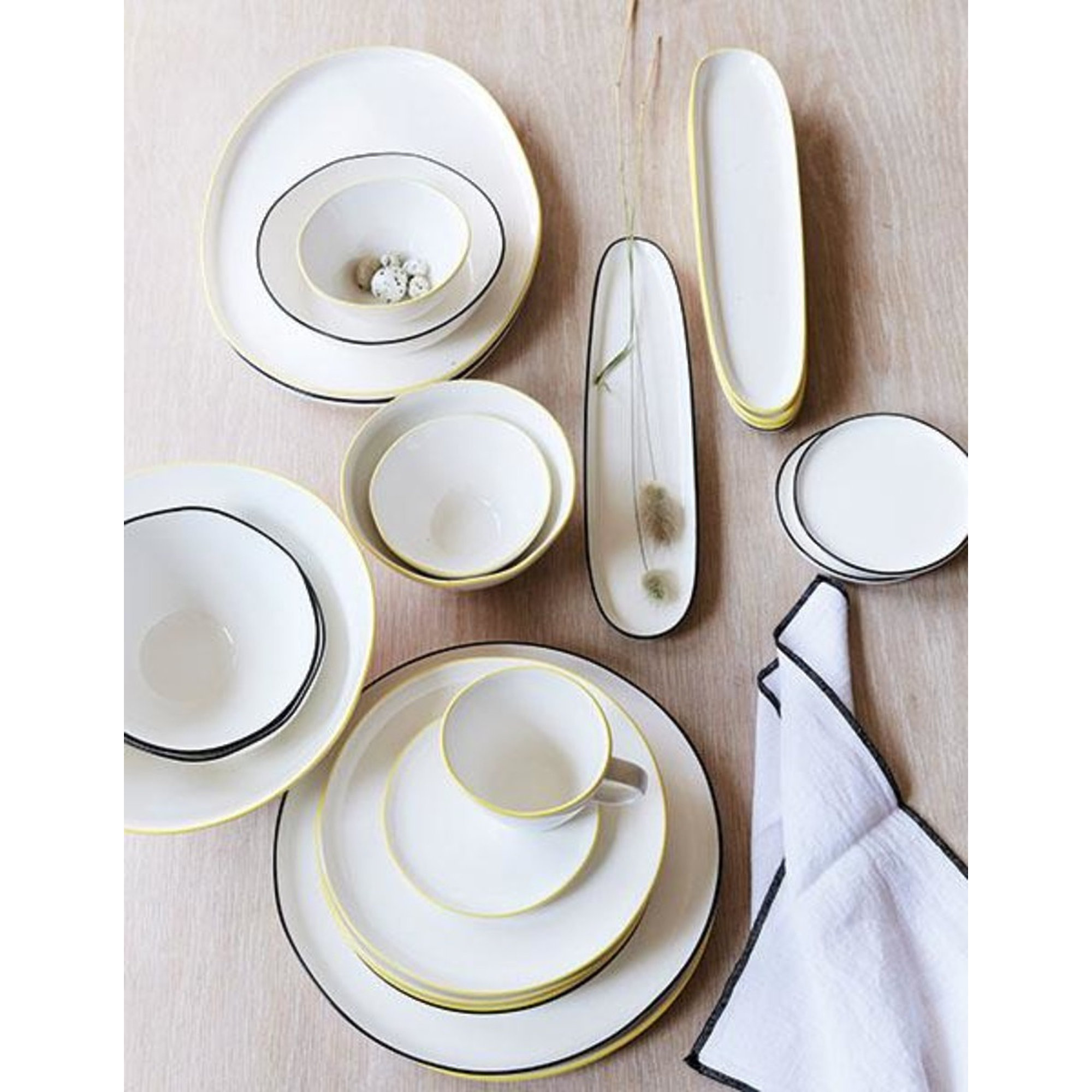 Canvas Home Abbesses Colored Rim Porcelain Salad Plate, Gray