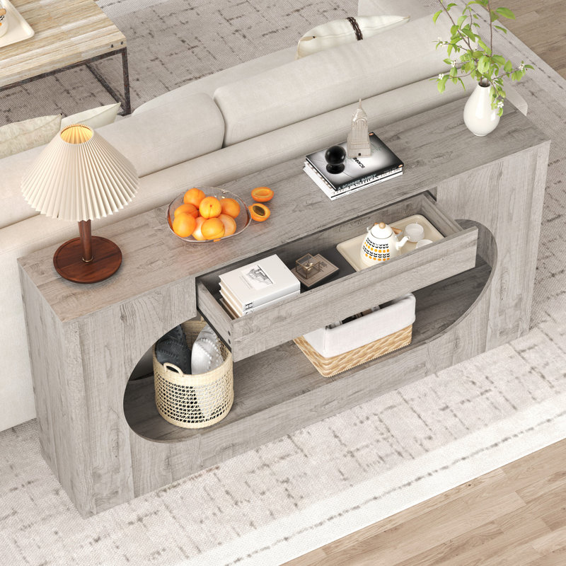Console 63 po avec tiroir 63 po, Gris, Gris, Gris