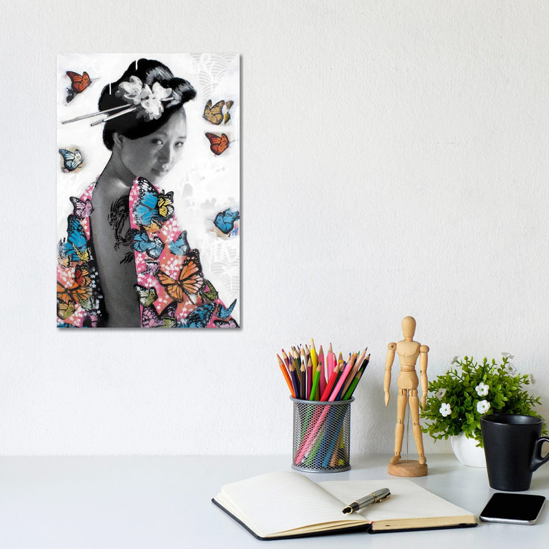 Lady O' Butterflies by D13EGO - Print on Canvas, Wrapped Canvas, 30.48 cm H x 45.72 cm W