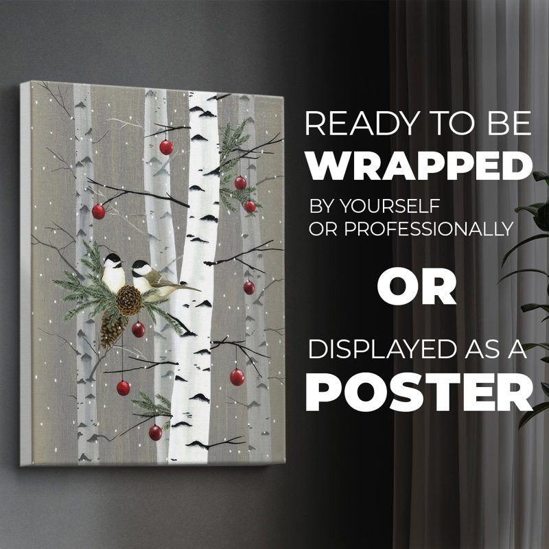 Birch Birds II - Impression sur toile seulement - NON-CADRE, H 18 po x l 12 po