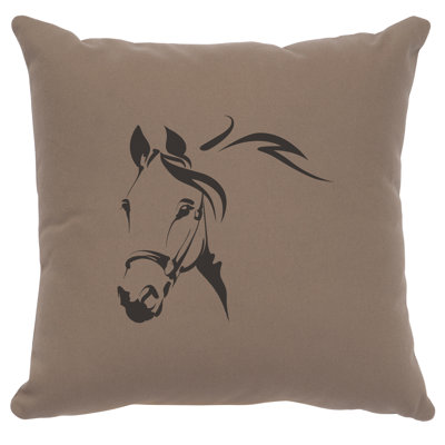 Wooded River Image Pillow - Horse Profile - Cotton Taupe