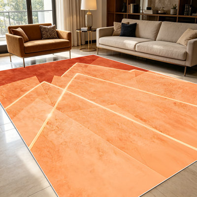 Tapis en marbre terre cuite à motif géométrique de 1 pièce pour le salon, doux et confortable, convient à toutes les saisons, facile à entretenir, lavable à la machine, convient à la salle à manger, à la chambre à coucher, au vestibule de la cuisine, au bureau personnel, à la décoration intérieure et extérieure.