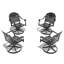 Chaises pivotantes d'extérieur en aluminium coulé 4 pièces, support en métal noir avec coussin bleu, sièges de patio toutes saisons