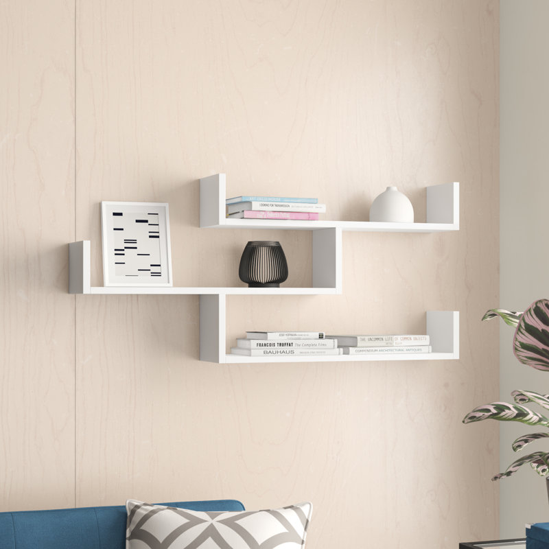 Wallaston 3 Piece Floating Shelf, White, White, 60cm H x 102.2cm W x 18cm D