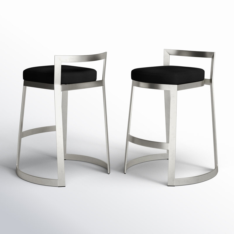 Tabouret de bar 28 po Derik, Velours noir, Acier inoxydable